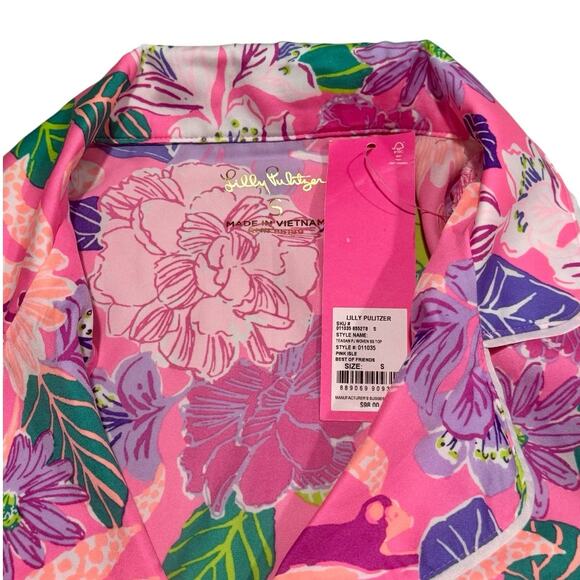 NWT! Lilly Pulitzer Teagan PJ Woven Top in Pink Isle - Size Small - Picture 5 of 6